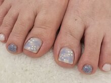 アレーズネイル(Alaise Nail)の雰囲気（FOOT/定額/春ネイル/チェック/ガーリー/フラワー/ブルー）
