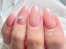 リボーンネイル 坂戸店(Re Born Nail)/ナチュラルワンカラー×ビジュー