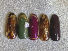 レイネイル 岐阜茜部店(RAY NAIL)/奥行きべっ甲風ネイル