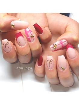 アマーニャ(ama-nya)/定額プラン チェック柄ネイル