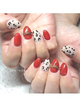アマーニャ(ama-nya)/定額プラン ヒョウ柄ネイル