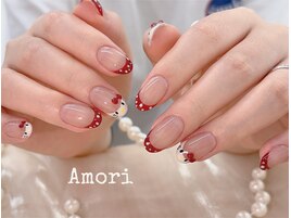 赤フレンチ白ドット×キティ