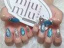 水色マグネットネイル