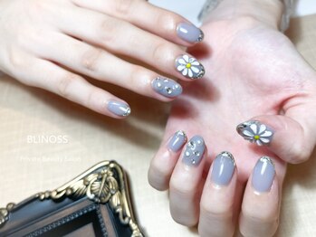 ブリノス(BLINOSS)/ガラスフレンチ×3Dフラワー