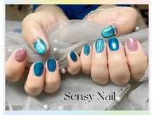 センシー ネイル スタジオ(Sensy Nail Studio)/青マグ×立体感のバカラ風ネイル