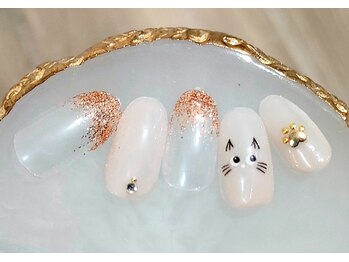 ミュゲットネイル(Muguet nail)/猫ちゃんネイル