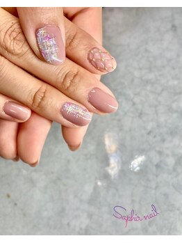 サフィールネイルサフィールネイル(Saphir nail)/キルティング×塗りかけツイード