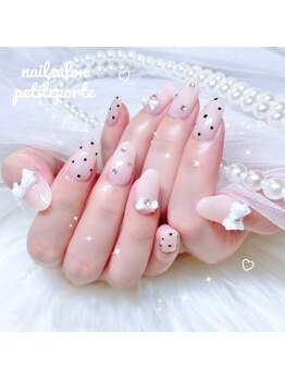 プティポルト(petite porte)/韓国風ドットリボンネイル♪