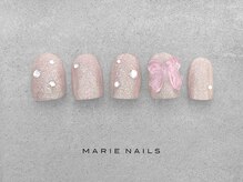 マリーネイルズ 表参道店(MARIE NAILS)/￥8,000 キラキラ リボン 1219a