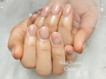 クレア(Claire)/ワンカラーネイル+リボン