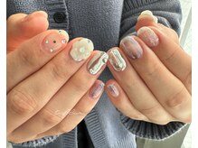 ネイルサロン ティフィン(tiffin)/～シルバーお花ネイル～