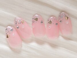 ハートホロネイル/ピンクネイル