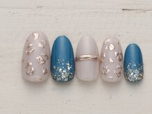 ネイルミックス 自由が丘店(Nail Mix)/ミラー×ヒョウ柄　5990円