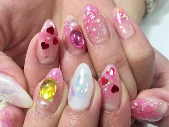 ネイルサロン ティディ(TIDY)/クラッシュピンクネイル