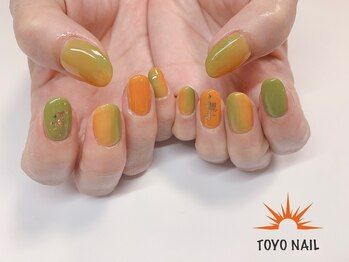 トヨネイル(TOYO NAIL)/オレンジ×グリーン☆