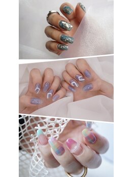ネイル フライガール(nail FLY GIRL)の写真/【仕上がりで差が出る圧倒的なデザイン】絶妙なニュアンスアート/繊細なアートが得意◎モチの良さも抜群★