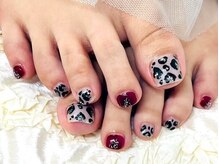 アイスブルー(Ice blue)/フットネイル/アニマル柄ネイル