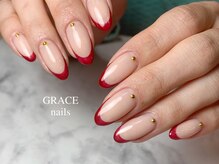グレース ネイルズ(GRACE nails)/赤フレンチ