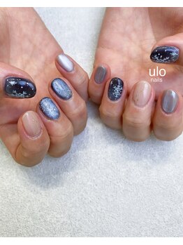 ウロネイルズ(ulo nails)/ブルーマグネット雪の結晶ネイル