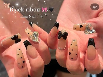 エマネイル プラスキハクヤ 枚方店(EmaNail+KIHAKUYA)/リボンネイル