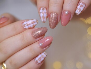 チェックネイル　冬ネイル