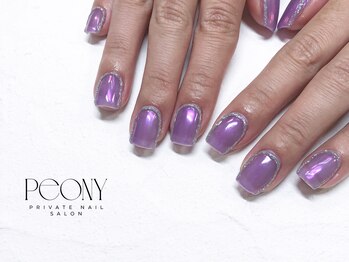 PEONY【7月10日オープン（予定）】/パープルラメ囲みネイル