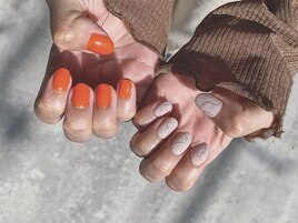 オレンジandぷっくりゴールド