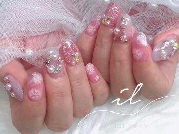 ピンク×冬ネイル