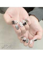 クリーム(Nail Atelier CREAM)/ハートドット・リボン
