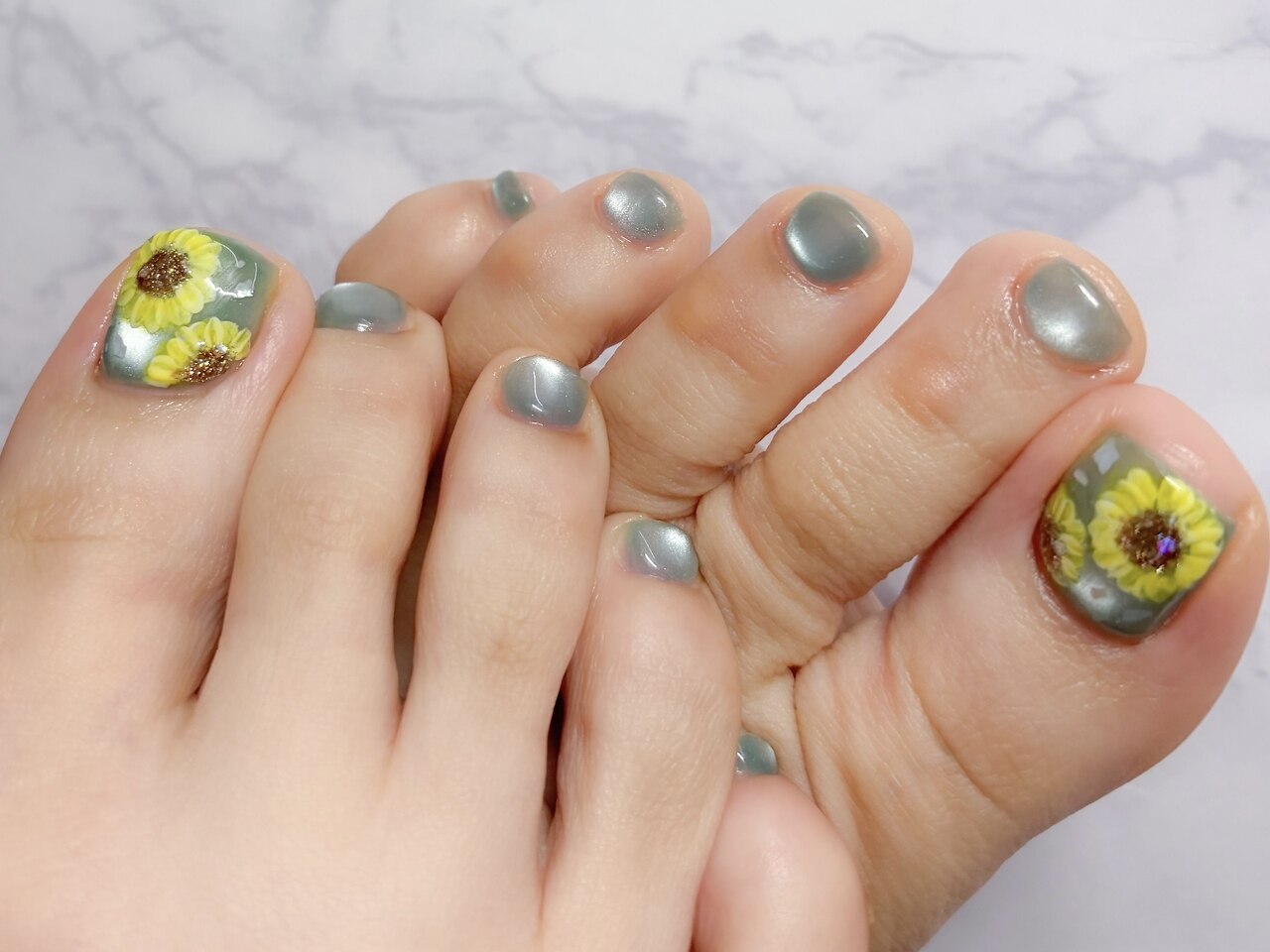 向日葵 ひまわり 緑マグネット：PG015141562｜ネイルマムジジ(nailmum