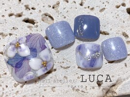 W-147 紫陽花春夏フットネイル