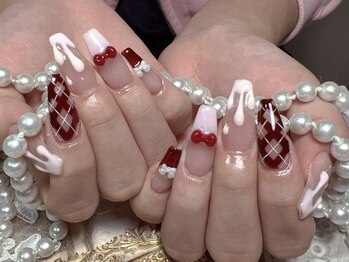 モアネイル 新宿/チェックネイル/持ち込み/新宿