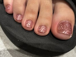 フット　ピンクグリッターネイル