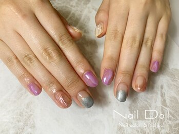 ネイルドール(Nail Doll)/ピンクミラーとメタルシルバー