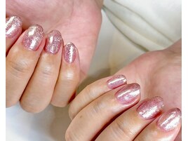 ラメワンカラー/ピンク/秋ネイル