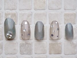 シルバーミラードットネイル