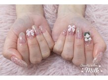 完全個室プライベートサロン【ビューティサロンミルク】パラジェル・フィルインOK♪/きら甘リボンネイル