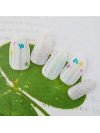 押し花ストライプネイル