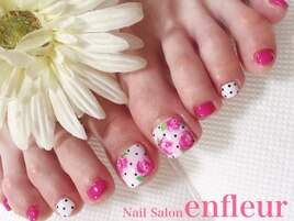 手描きバラ柄アート＆ドット☆