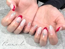 リュール(Rueul.)/赤フレンチ×レースネイル＊