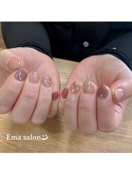 ハートホロ＆先端ミラーネイル