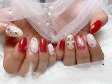 クラッシー(Classy)/キラキラ赤オレンジネイル