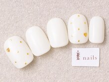 アイネイルズ 三宮店(I nails)/ アイボリーハートスタッズ