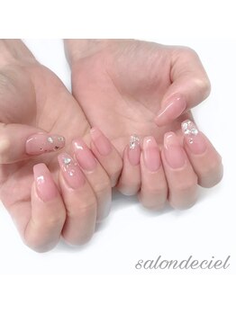 サロンドシエル(salon de ciel)/キラキラ紅網ネイル