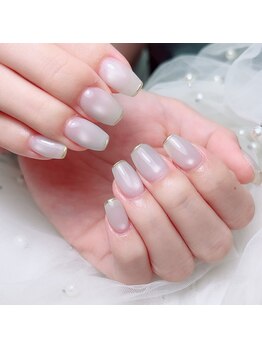 アートネイル ギャラリー(Art nail Gallery)/グレージュ×極細ミラーフレンチ