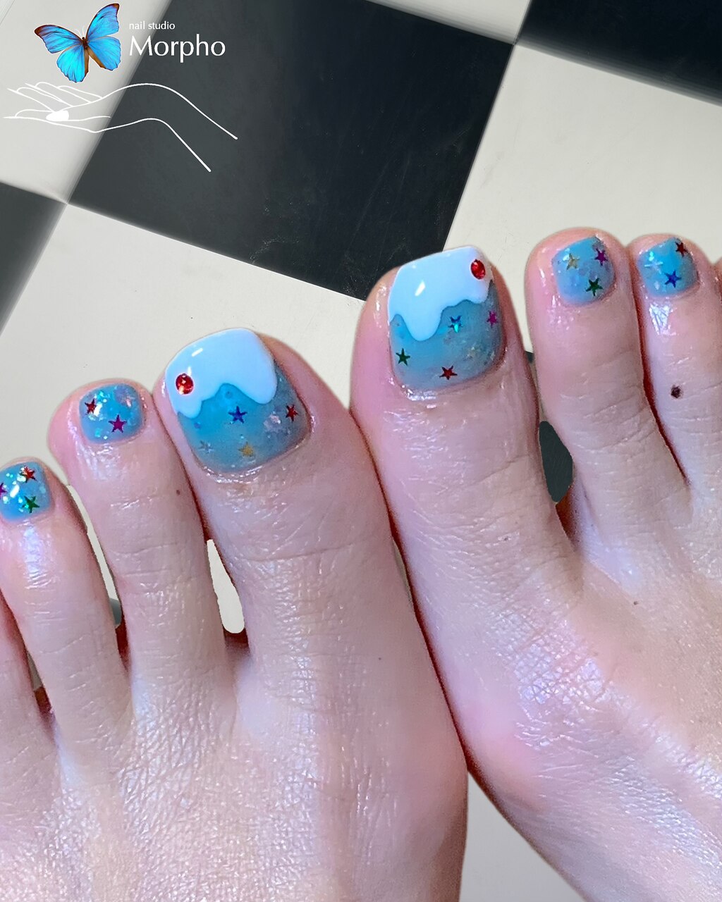 ネイルチップクリームソーダ くまさんネイル77フットペディキュア 地雷 足