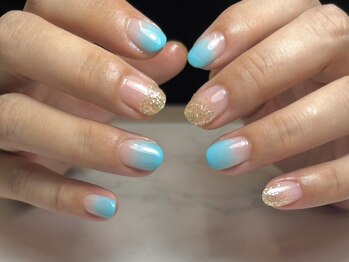 グラデーション シルバーラメ