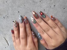 アイネイルズ 三宮店(I nails)/絵画風リボン花￥11000