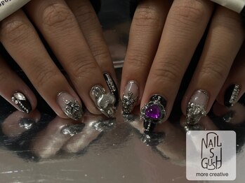 ネイルズガッシュ 武蔵小山店(NAILsGUSH)/シルバーネイル/長さだし