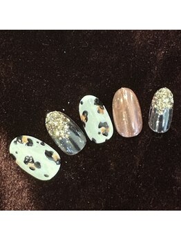 レイネイル レイアイ レイエステティック 扶桑店/レオパード&ミラーネイル